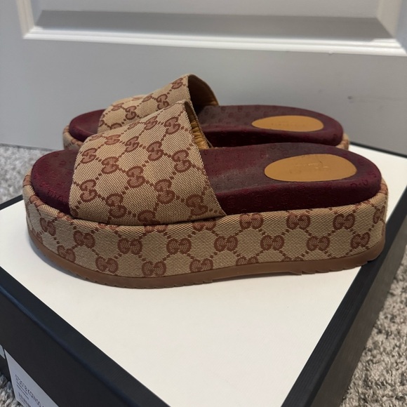 Gucci Tan and Brown Platform Sandals - Picture 1 of 8